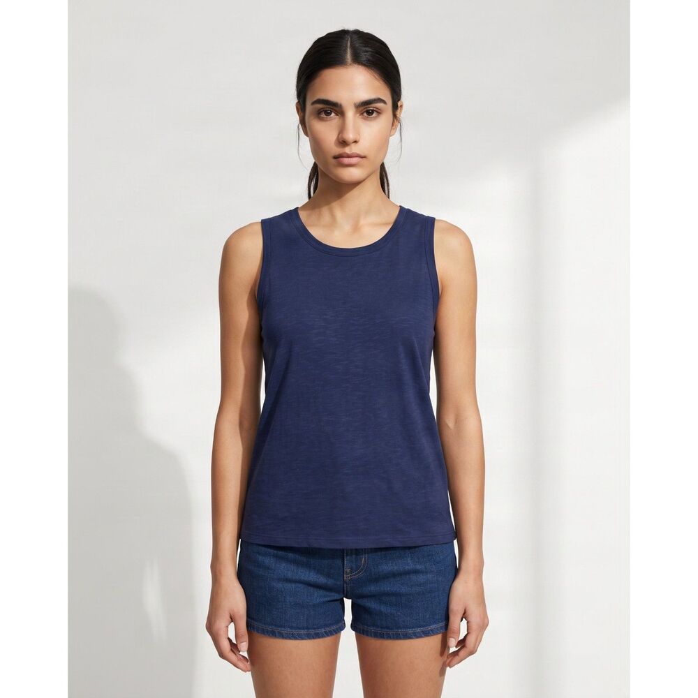 Women's Navy Sleeveless Crewneck Tank Top